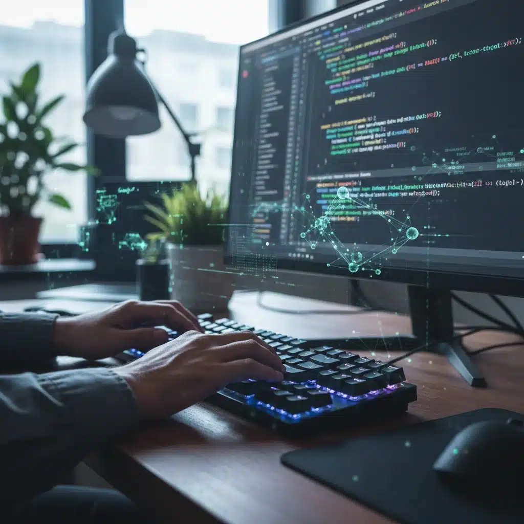 Hands typing code for AI and machine learning development, symbolizing advanced tech skills.