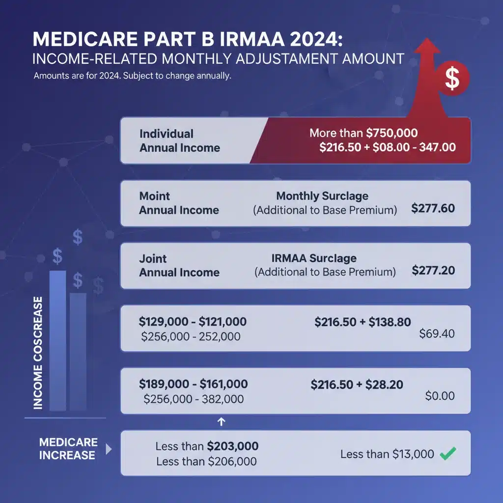 Medicare Part B IRMAA income brackets and premium surcharges