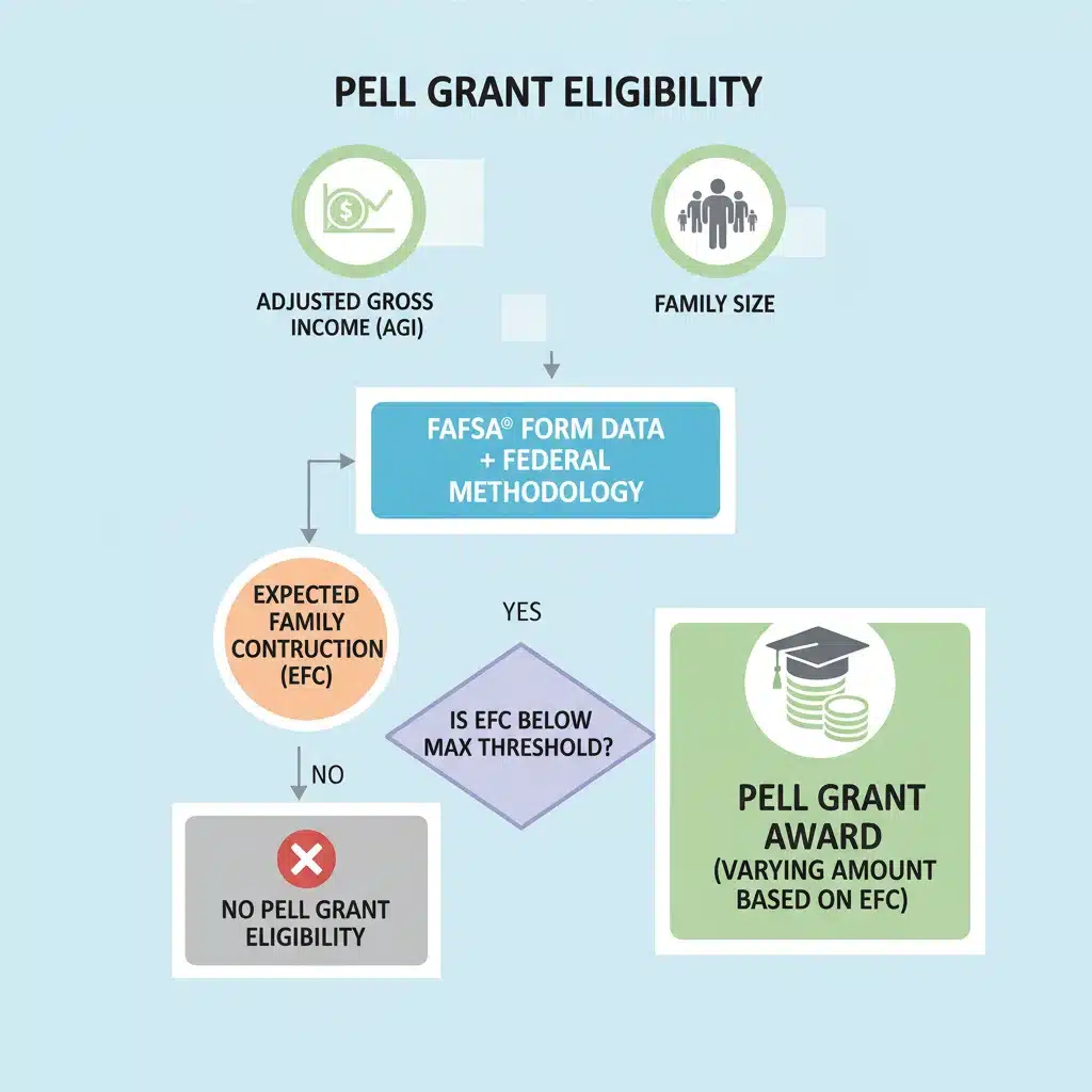 Pell Grant eligibility calculation flowchart infographic
