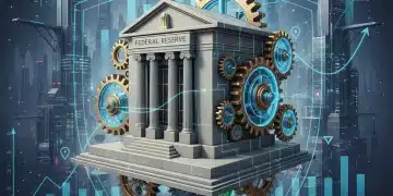 Federal Reserve building with gears and charts symbolizing economic policy for 2026