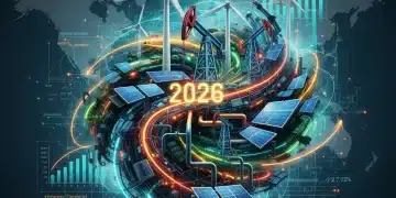 Illustration of global energy market dynamics with oil and renewables