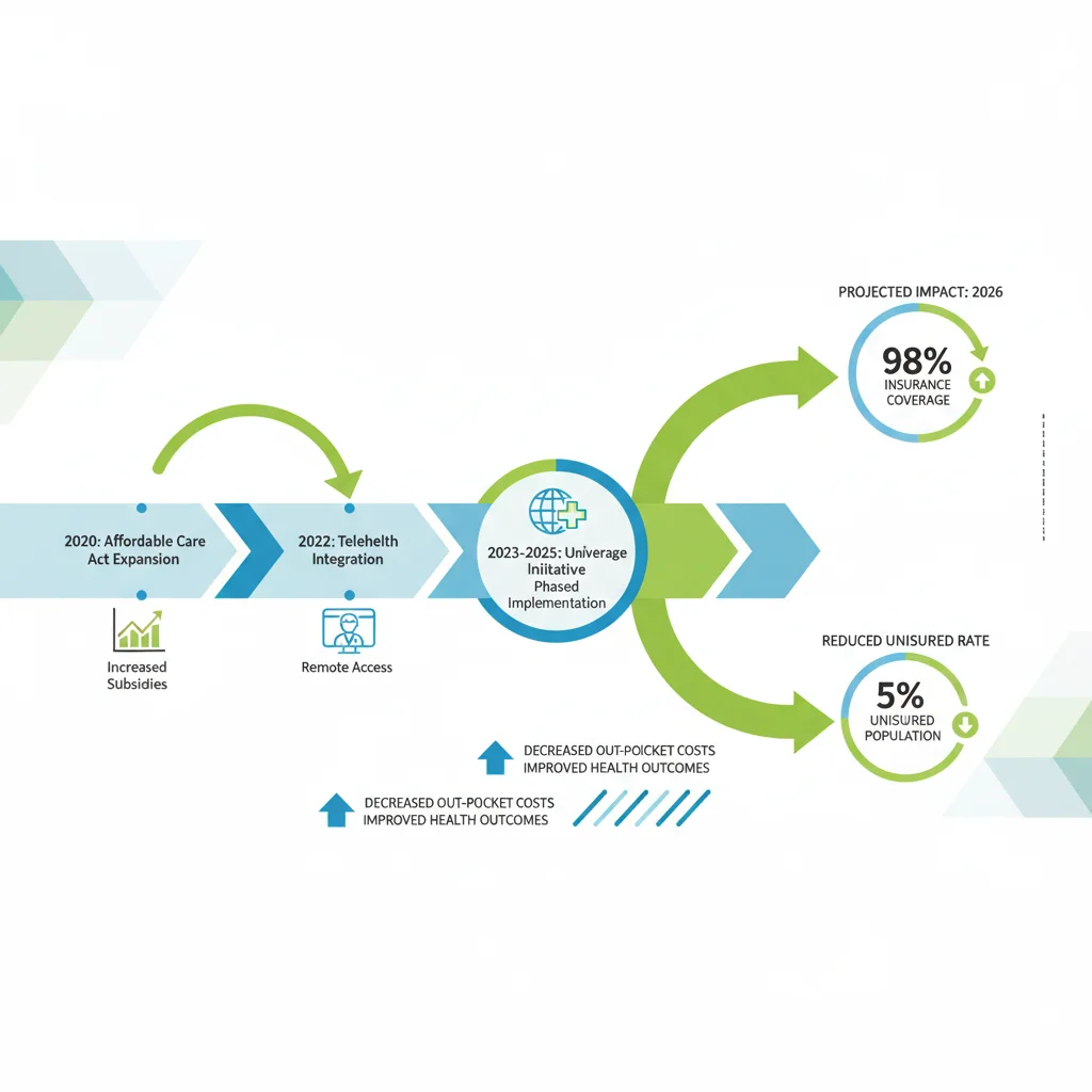 Infographic detailing healthcare policy changes and impact on coverage rates