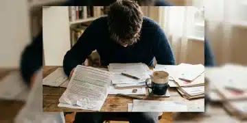 Avoiding Common Pitfalls: A Citizen's Guide to Maximizing Government Benefits A person's hands rest on a stack of complex government benefit application forms and documents on a wooden table, highlighting the overwhelming nature of the process.