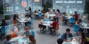 Students and teachers collaborating in a modern classroom, leveraging federal education grants for innovative learning.