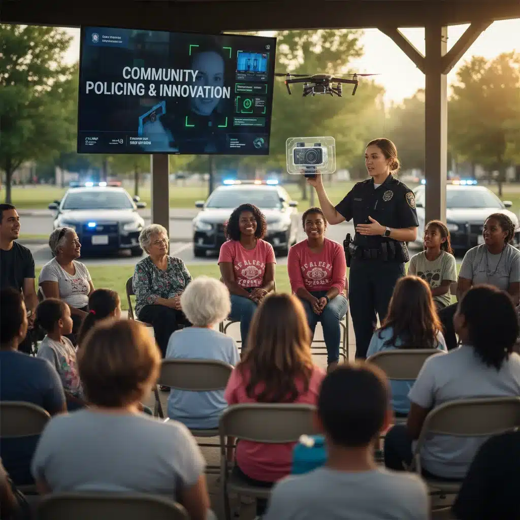 Officer demonstrating smart technology to community