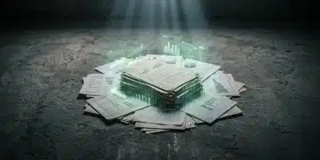 A person's hands meticulously sifting through layered government statistical reports and academic printouts with glowing green data overlays on a concrete surface, illustrating the empirical foundation of benefit efficacy research.